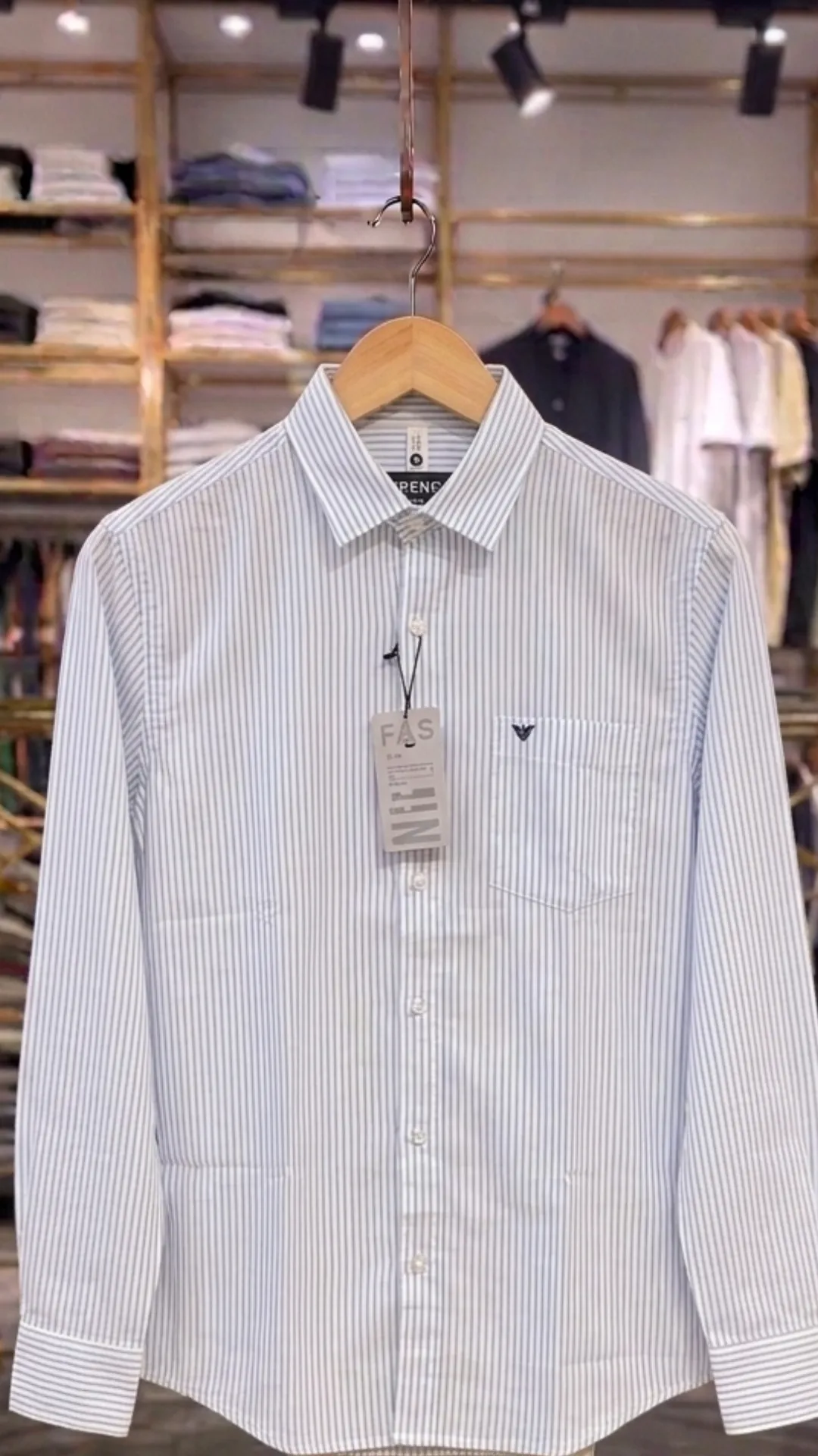 Men's Light Blue Striped Button-Down Shirt